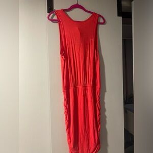 Coral comfy stretchy and cinchey sides dress